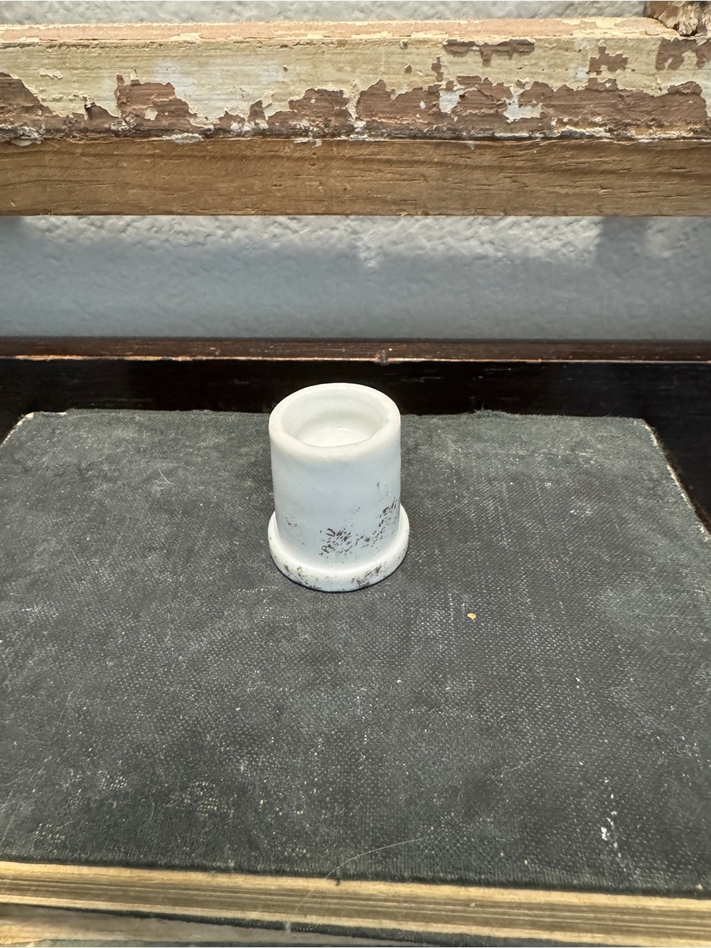 White Ceramic Thimble or Small Planter Accent - Matte White Gold